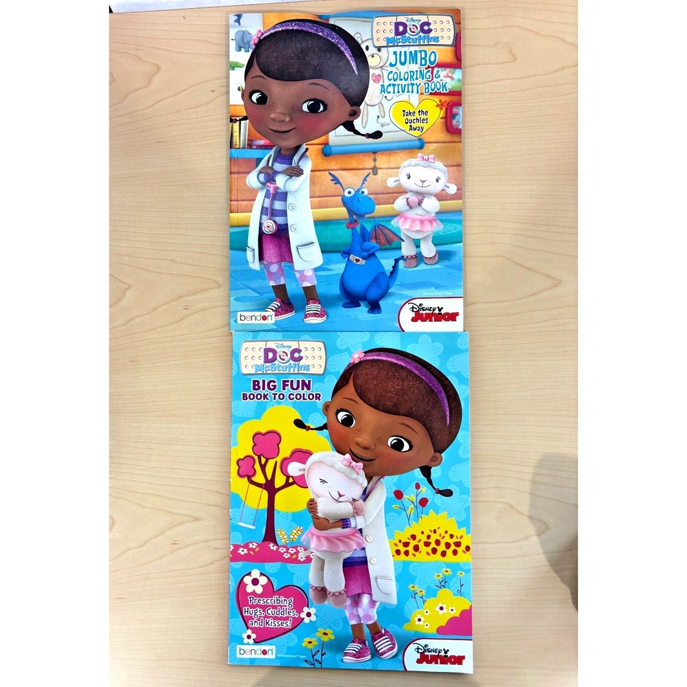 LOT OF 2 Disney Doc McStuffins Coloring Activity Book Lot Jumbo Bendon Kids Book